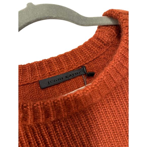 NWT! Jenni Kayne XL 100% Cashmere $425 Fisherman Sweater Crewneck Rust Red - Picture 5 of 10